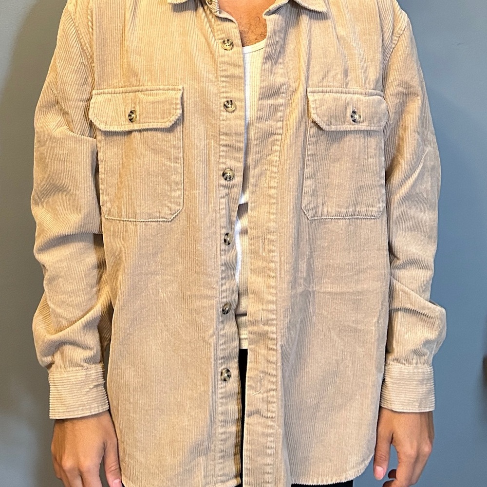 Forever 21 Tan Lightweight Corduroy Shirt Jacket